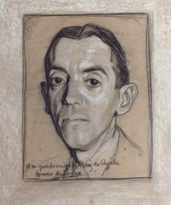 रेमन पेरेज़ डी अयाला का पोर्ट्रेट (1888-1962) स्पेनिश लेखक और पत्रकार - ड्राइंग - 1914 की पीढ़ी द्वारा इग्नासियो जूलोआगा