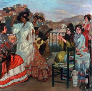 बालकनी पर गिटार बजाते हुए, c.1903