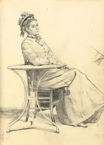 एक कैफे की मेज पर बैठी महिला, सी। 1872-1875 द्वारा इल्या एफिमोविच रेपिन