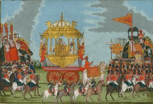 तंजौर के हाथी की सवारी के राजाह एक विवाह समारोह में, सी। 1780