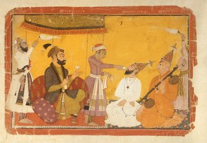 ] 7.110359 गोसाईं नारायण ने सम्राट याहंगीर, नूरपुर, पहाड़ी स्कूल, 1725 की उपस्थिति में जहर खाया द्वारा इंडियन स्कूल