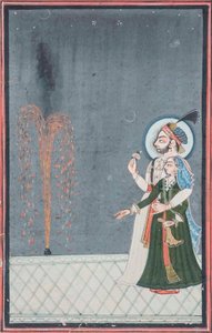 ए राजा एंड रानी वॉचिंग पटाखे, c.1815 द्वारा इंडियन स्कूल