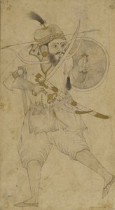 एक तातार सैनिक, अहमदनगर, डेक्कन पठार (कागज पर स्याही और मामूली टिंट) द्वारा इंडियन स्कूल