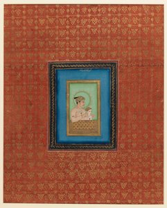 अकबर और उनके एक बेटे या पोते, 1875-1900 (कागज पर अपारदर्शी wc और सोना) द्वारा इंडियन स्कूल