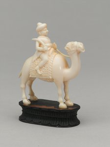 ब्लैक नाइट, शतरंज का टुकड़ा, भारत, 1820 लगभग द्वारा इंडियन स्कूल