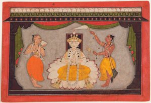 विष्णु का बुद्ध अवतार, c.1700 (कागज पर अपारदर्शी wc, सोना और सुपारी) द्वारा इंडियन स्कूल