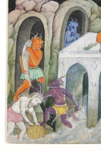 वाइल्ड लैंडस्केप में राक्षसों से विस्तार, c.1600 (कागज पर अपारदर्शी wc और सोना) द्वारा इंडियन स्कूल