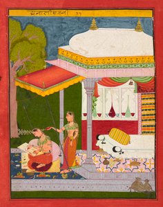 धनसरी रागिनी, एक रागमाला से फोलियो, c.1680 द्वारा इंडियन स्कूल