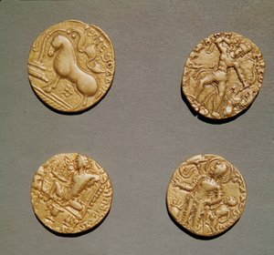 दिनार की समुद्रगुप्त (335-375) कुमरगुप्ता ई (415-454) और चंद्रगुप्त प्रथम (320-335) (सोना)