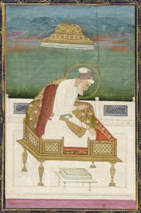 सम्राट औरंगजेब; रिवर्स: सुलेख पैनल, पेंटिंग के साथ अलग एल्बम फोलियो द्वारा इंडियन स्कूल