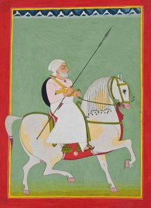 दुर्गादास राठौड़ का अश्वारोही चित्र, c.1800 द्वारा इंडियन स्कूल