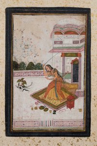 एक बिल्ली का पीछा करते हुए लड़की (कागज पर सोना, सोने का अलंकरण) द्वारा इंडियन स्कूल