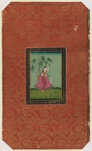 हिरण के साथ लड़की, 1875-1900 (कागज पर अपारदर्शी wc और सोना) द्वारा इंडियन स्कूल