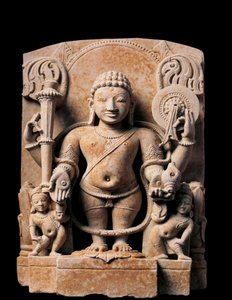 भारतीय कला: देवत्व विष्णु। उच्च राहत। 10वीं सदी। मेरठ से। द्वारा इंडियन स्कूल
