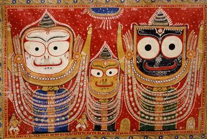 जगन्नाथ, एक घर की दीवार पर चित्रित (दीवार पेंटिंग) द्वारा इंडियन स्कूल