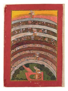 अपने रथ में कृष्ण की यात्रा से अनजान भूमि के माध्यम से यात्रा, c.1750 (अपारदर्शी wc, सोना और चांदी पोस्ट) द्वारा इंडियन स्कूल
