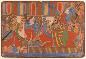 कृष्णा ने पांडव नेताओं को सी। 830-50 (कागज पर अपारदर्शी wc) द्वारा इंडियन स्कूल