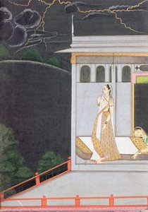 हिंदू वासंतिक, पंजाब हिल्स, सी .1760 की नायिकाओं में से एक, &39;वासकायाय नायिका&39; से अपने प्रेमी की प्रतीक्षा कर रही महिला द्वारा इंडियन स्कूल