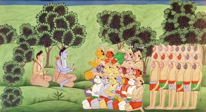लक्ष्मण रामायण से वानर सेनाओं के प्रमुखों से परामर्श करते हैं द्वारा इंडियन स्कूल