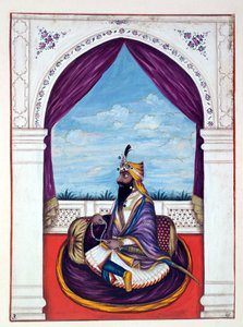 महाराजा करक सिंह, द किंगडम ऑफ़ द पंजाब, इसके रूलर्स एंड चीफ्स, वॉल्यूम I, एक अज्ञात भारतीय कलाकार द्वारा 27 वॉटरकलर के अध्ययन की मात्रा, c.1840 (wc) से द्वारा इंडियन स्कूल