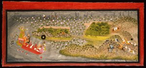 Maharana Jagat Singh II hawking and boar hunting, c.1740 द्वारा इंडियन स्कूल