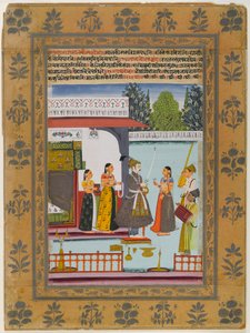 मलकोसा राग, एक बिखरे हुए रागमाला श्रृंखला का पृष्ठ, c.1700-10 (wc, कागज पर सोना और चांदी) द्वारा इंडियन स्कूल