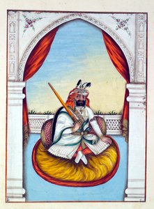 मारहराज शेर सिंह, द किंगडम ऑफ़ द पंजाब, इसके शासकों और प्रमुखों, खंड I, एक अज्ञात भारतीय कलाकार द्वारा 27 वाटरकलर के अध्ययन की मात्रा, c.1840 (कागज पर wc) द्वारा इंडियन स्कूल