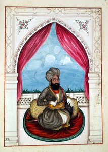 नवाब मोहम्मद अख़बार खान, द किंगडम ऑफ़ द पंजाब, इसके शासकों और प्रमुखों से, खंड II, एक अज्ञात भारतीय कलाकार द्वारा 30 वॉटरकलर अध्ययन की मात्रा, c.1840 (कागज पर wc) द्वारा इंडियन स्कूल