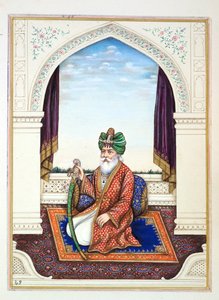 नवाब मोज़फ़ीर खान (मुल्तानी), पंजाब के साम्राज्य से, इसके शासकों और प्रमुखों, खंड II, एक अज्ञात भारतीय कलाकार द्वारा 30 वॉटरकलर अध्ययन की मात्रा, c.1840 (कागज पर wc) द्वारा इंडियन स्कूल