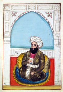 नवाब सैयद मोहम्मद खान, पंजाब के साम्राज्य से, इसके शासकों और प्रमुखों, खंड II, एक अज्ञात भारतीय कलाकार द्वारा 30 वॉटरकलर अध्ययन की मात्रा, c.1840 (कागज पर wc) द्वारा इंडियन स्कूल