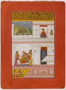 पटमंजरी रागिनी, पृष्ठ डिसपेंडेड रागमाला सीरीज़ से, 18 वीं शताब्दी की शुरुआत (पेपर पर अपारदर्शी wc और सोना) द्वारा इंडियन स्कूल