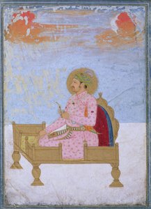 सम्राट जहांगीर का चित्र (1569-1627) सिंहासन पर बैठा, एक सर्पेश, मुगल, सी। 19720-40 द्वारा इंडियन स्कूल