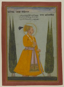 मारवाड़ के महाराजा अजीत सिंह का मरणोपरांत चित्र, 1762 (कागज पर wc) द्वारा इंडियन स्कूल