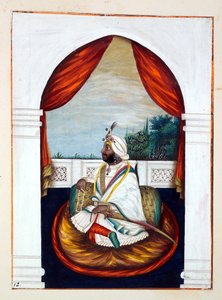 राजा शेर सिंह, द किंगडम ऑफ द पंजाब, इसके रूलर्स एंड चीफ्स, वॉल्यूम I, एक अज्ञात भारतीय कलाकार द्वारा 27 वॉटरकलर अध्ययन की मात्रा, c.1840 (कागज पर wc) द्वारा इंडियन स्कूल