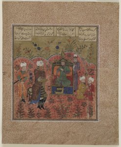 Rustam before Kay Kaus, 1450-75 द्वारा इंडियन स्कूल