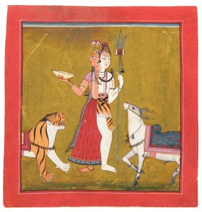 शिव अर्धनारीश्वर, c.1715 (कागज पर अपारदर्शी wc, सोना और चांदी) द्वारा इंडियन स्कूल
