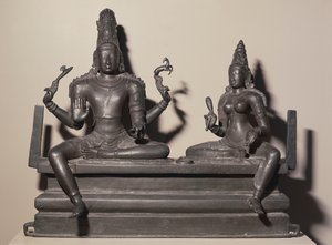 शिव और पार्वती, चोल राजवंश, c.८४६ (कांस्य) द्वारा इंडियन स्कूल