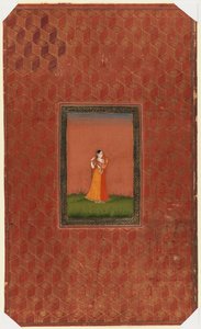 स्थायी महिला, 1875-1900 (कागज पर अपारदर्शी wc और सोना) द्वारा इंडियन स्कूल