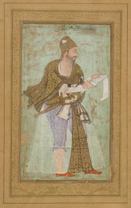 बीजापुर के सुल्तान अली आदिलशाह I, पेंटिंग के साथ एल्बम फोलियो, सी .1590 द्वारा इंडियन स्कूल
