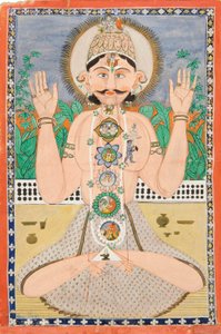 सूक्ष्म शरीर और चक्र, पंजाब हिल्स, c.1850 द्वारा इंडियन स्कूल