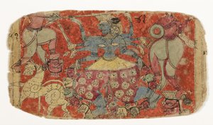 देवी काली ने राक्षसों से युद्ध किया, दुर्गा ने राक्षसों पर हमला किया शंभ और निशुंभ (कागज पर अपारदर्शी wc) द्वारा इंडियन स्कूल