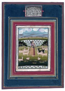 टोडी रागिनी - 1810-20 में जानवरों के साथ एक परिदृश्य में एक महिला खेलती हुई द्वारा इंडियन स्कूल