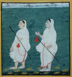 उलझे हुए बालों के साथ दो जैन तपस्वी (जाति) धार्मिक भिक्षु, उदयपुर, c.1810-20 (कागज पर गौचे) द्वारा इंडियन स्कूल