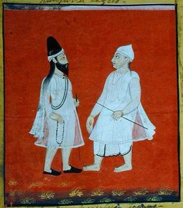 दो भटकते हुए मुस्लिम फकीर (जंगम) धार्मिक भिक्षु, उदयपुर, c.1810-20 (कागज पर गौचे) (विस्तार से) (136600 भी देखें) द्वारा इंडियन स्कूल