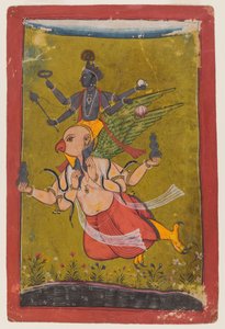 गरुड़ पर विष्णु, c.1725 या पहले (wc, चांदी और कागज पर सोना) द्वारा इंडियन स्कूल