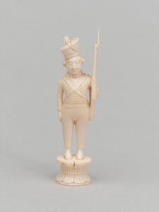 सफेद मोहरा, शतरंज का टुकड़ा, भारत, 1820 लगभग द्वारा इंडियन स्कूल