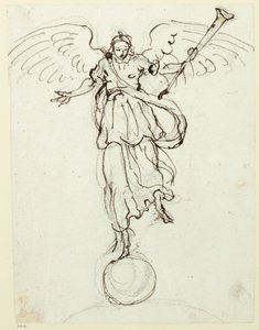 प्रसिद्धि, प्रारंभिक स्केच, c.1631 (कागज पर कलम और स्याही) द्वारा Inigo जोन्स