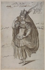 क्वीन कैंडेस, c.1609 (कागज पर कलम और स्याही) द्वारा Inigo जोन्स