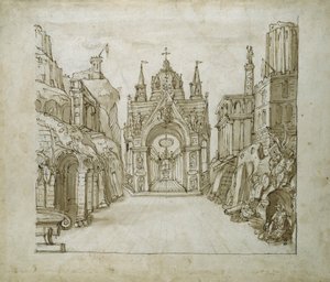 सेंट जॉर्ज पोर्टिको, c.1610 (कागज पर कलम और स्याही) द्वारा Inigo जोन्स