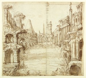 शिष्टता का फॉलन हाउस, c.1610 (कागज पर कलम और स्याही) द्वारा Inigo जोन्स